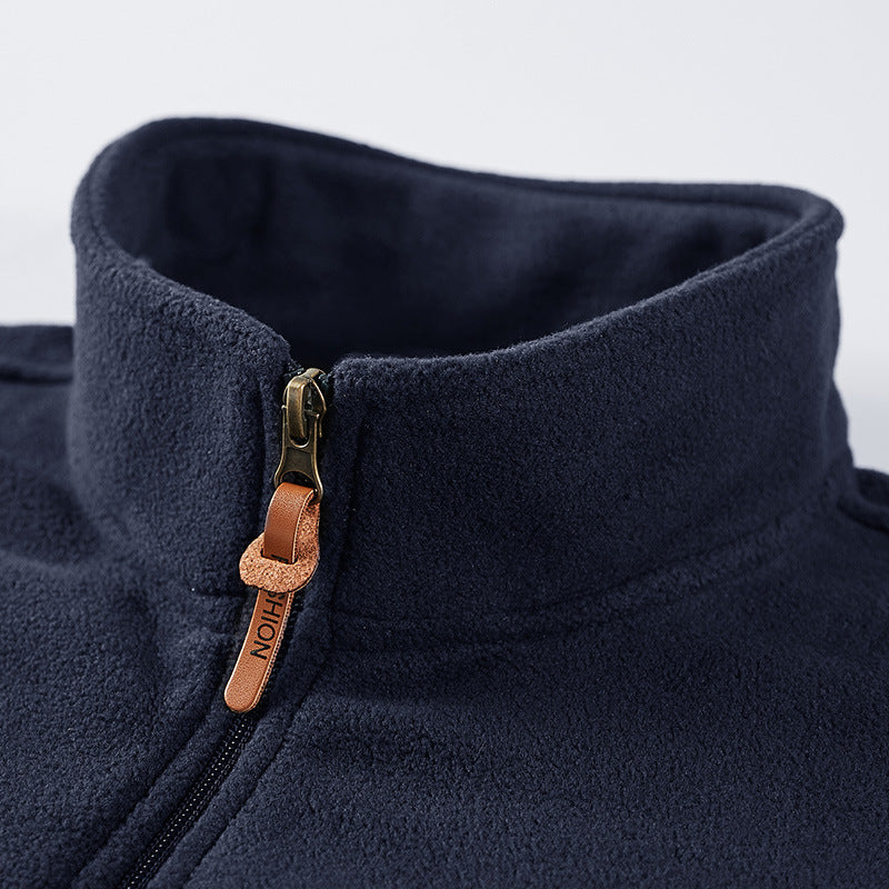 Men's Fleece Utility Vest with Full Zip, Stand Collar and Zip Pockets Mune Fashion