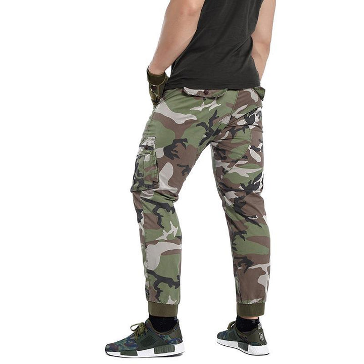 Men's cargo pants in army style with elastic waistband, drawstring, and cuffs Mune Fashion