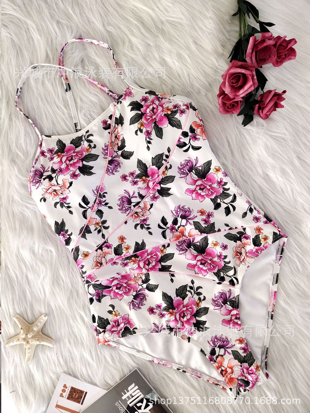 Women Floral Sport Swimsuit with Backless Silhouette Mune Fashion