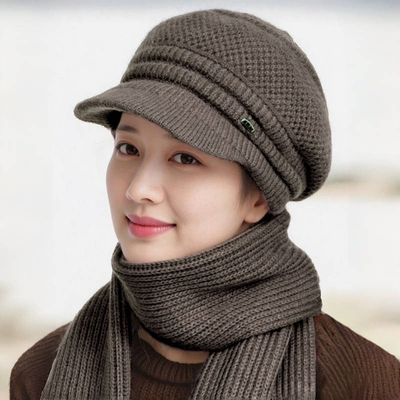 Women's Set: Knitted Beanie and Scarf for Winter