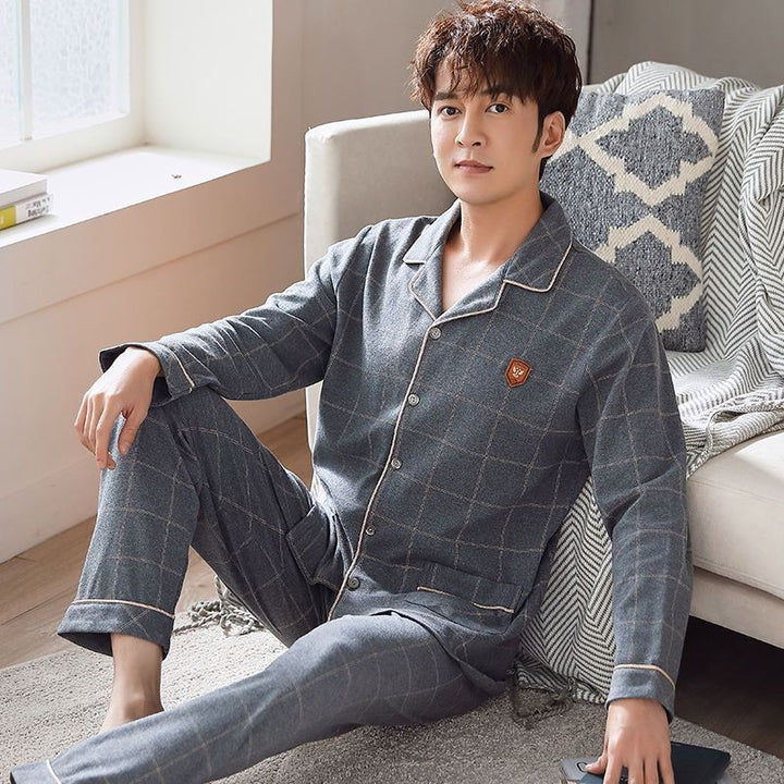 Men's pajamas made of 100% cotton, long-sleeved