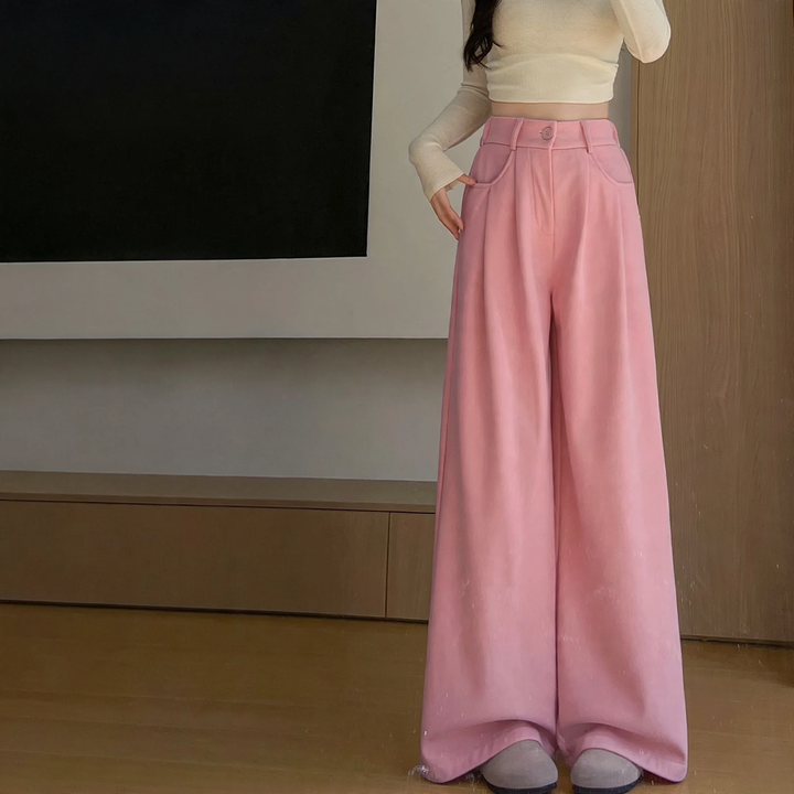 Women's corduroy suit pants with wide leg