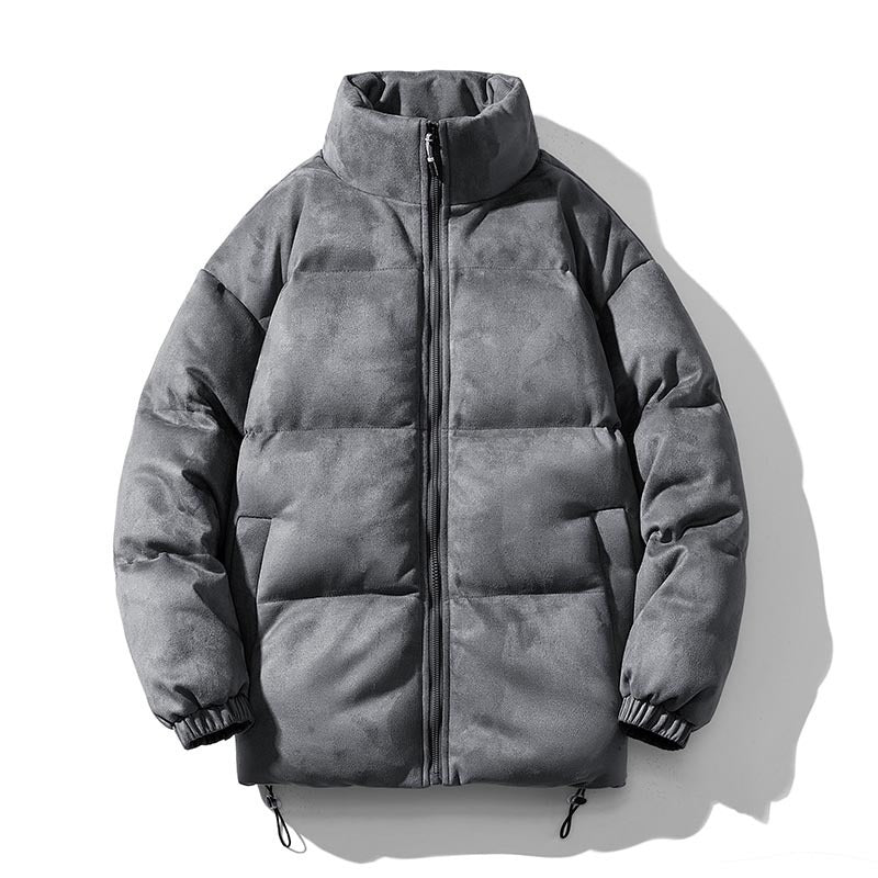 Padded men's winter jacket in suede look