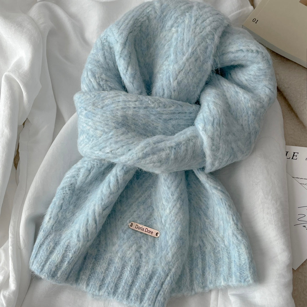 Alpaca wool scarf, solid color, 24x165cm