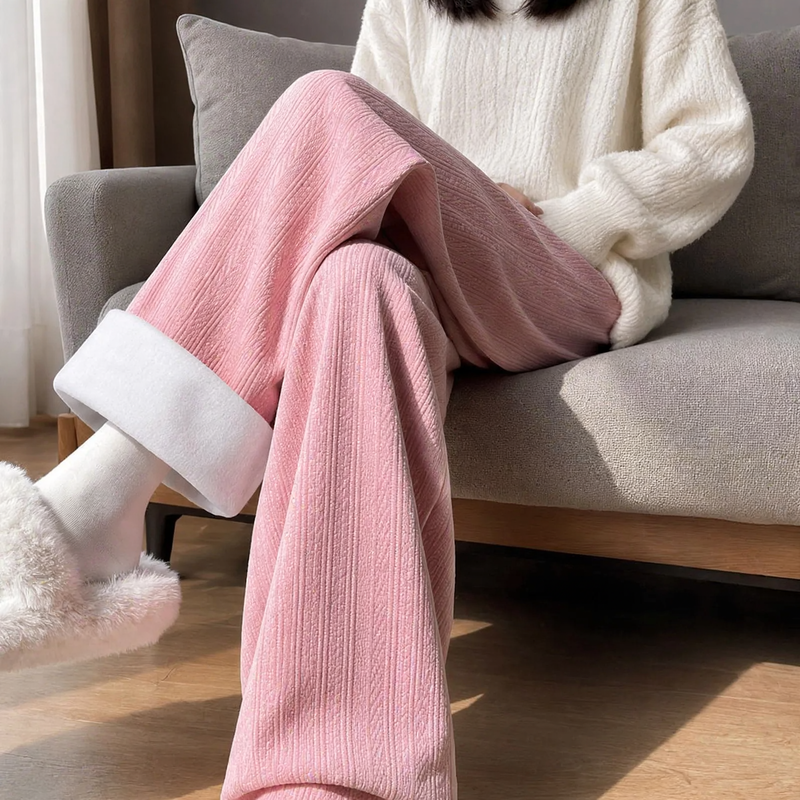 Women's corduroy pants, loosely cut, lightweight