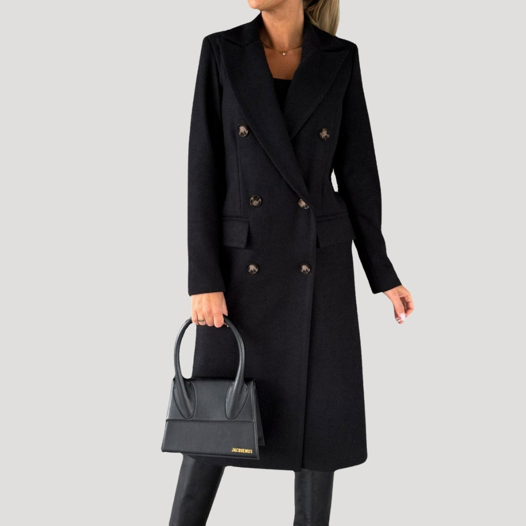 Mune | Women's long winter coat – double button placket tailored cut