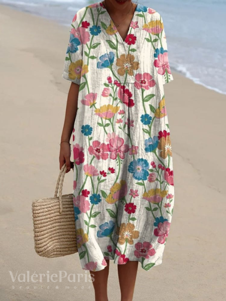 Mune Fashion | Casual dress with floral print made of breathable cotton fabric