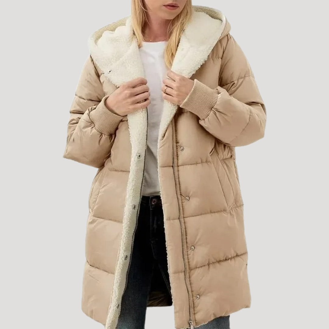 Mune | Women's Long Puffer Coat – Winter Jacket Lined with Faux Fur