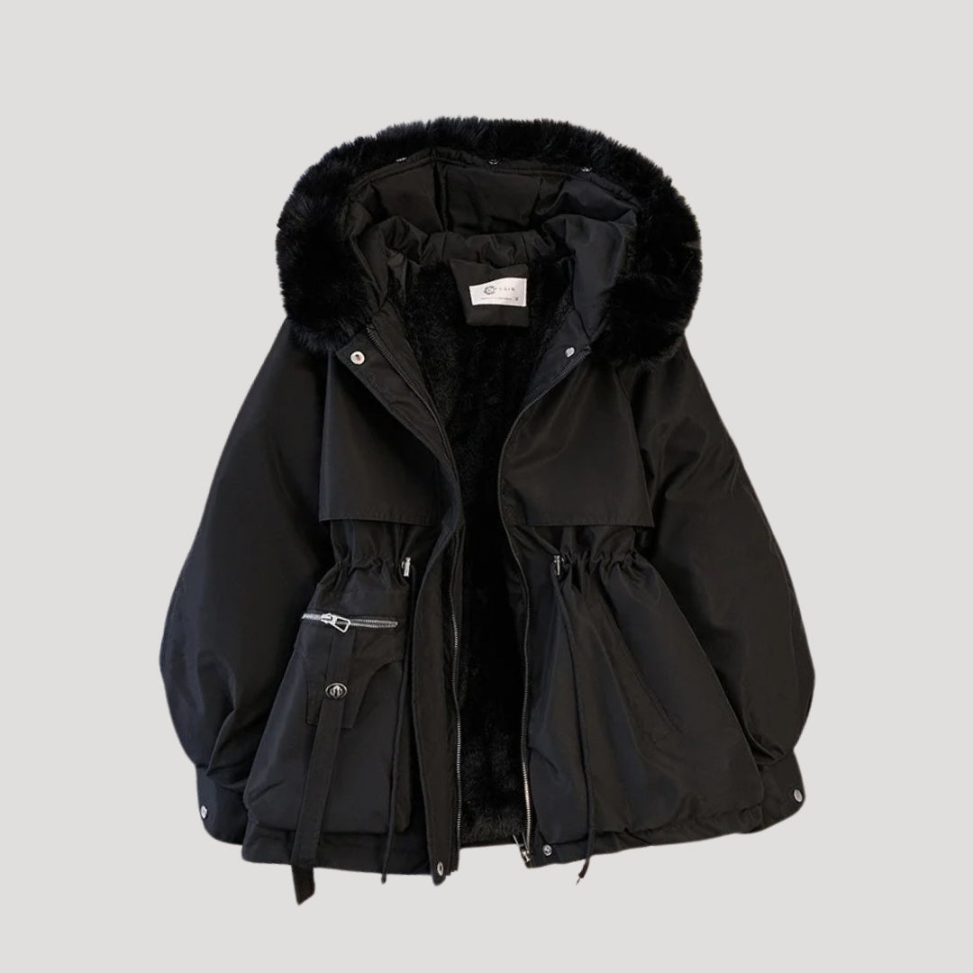 Mune | Women's winter parka coat with faux fur hood