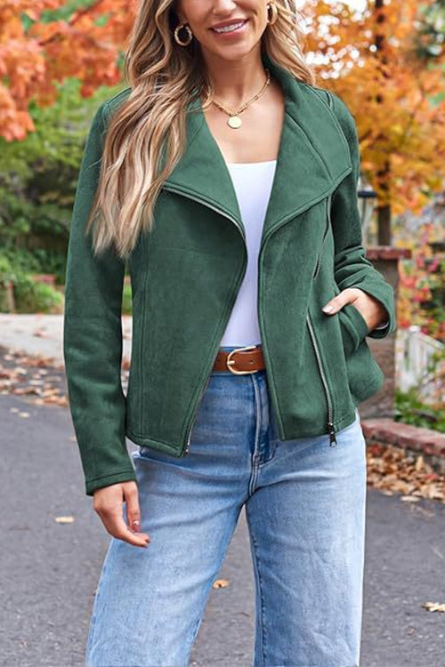 Mune | Up Pocketed Faux Suede Motorcycle Jacket (In 7 Colors)