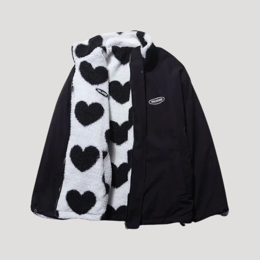 Mune | Women's reversible fleece jacket with heart motif
