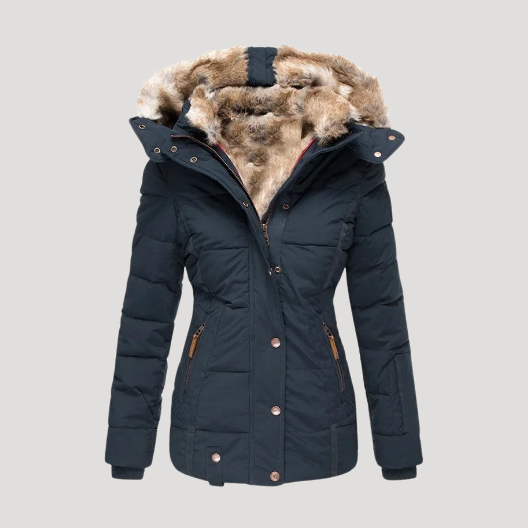 Mune | Women's Padded Winter Coat with Faux Fur Collar Jacket