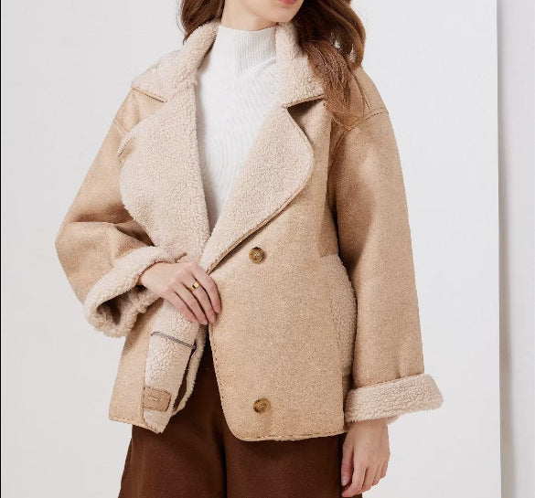 Vintage-Reversible Jacket with Lamb Fleece Look