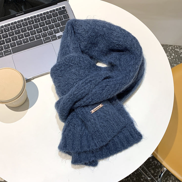 Alpaca wool knitted scarf, warm and soft, 24x165 cm