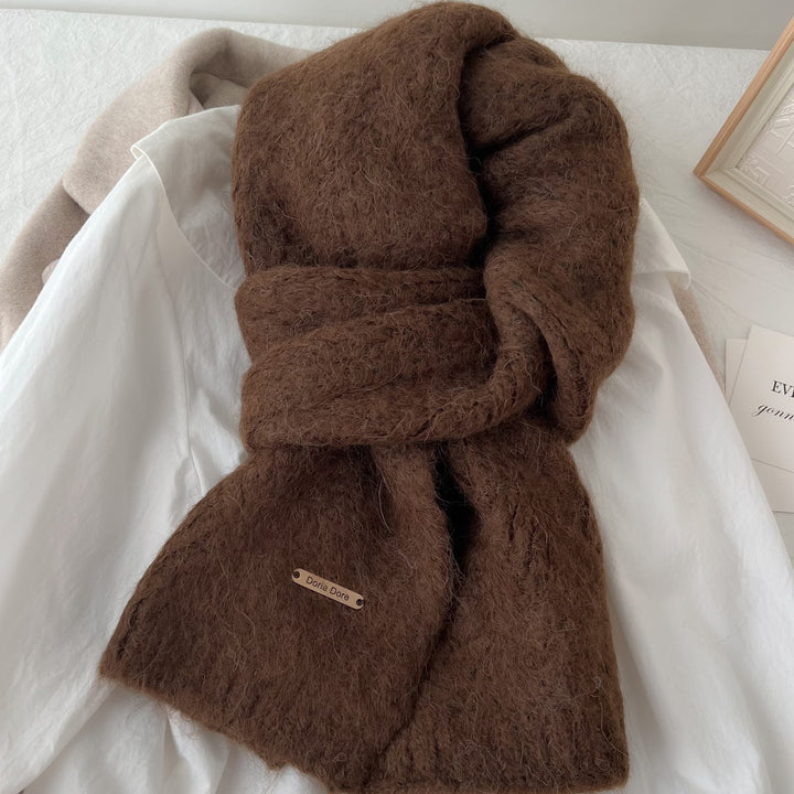 Alpaca wool blend scarf, knitted, 162cm