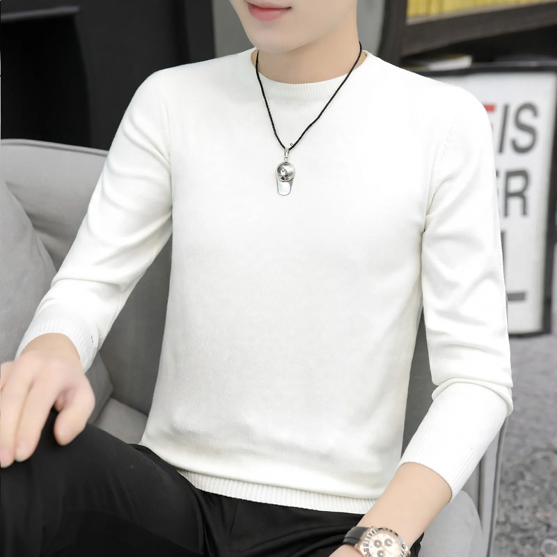 Men's knit sweater with half collar, heat insulating