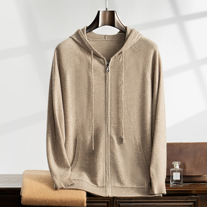 Men's Cashmere Cardigan with Hood