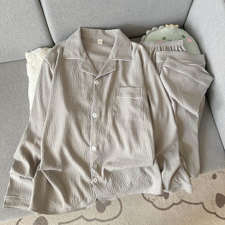 Men's pajama made of soft cotton gauze, plain