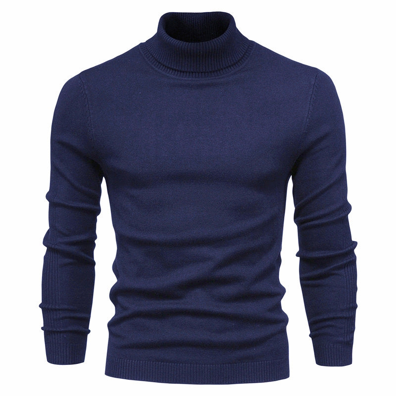 Men's turtleneck sweater, solid color, casual