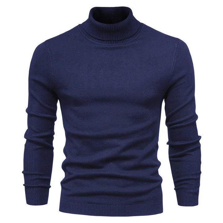 Men's turtleneck sweater, solid color, casual