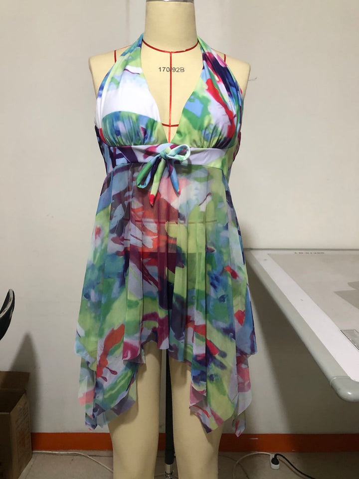 Women's Beach Dress with Floral Design Mune Fashion