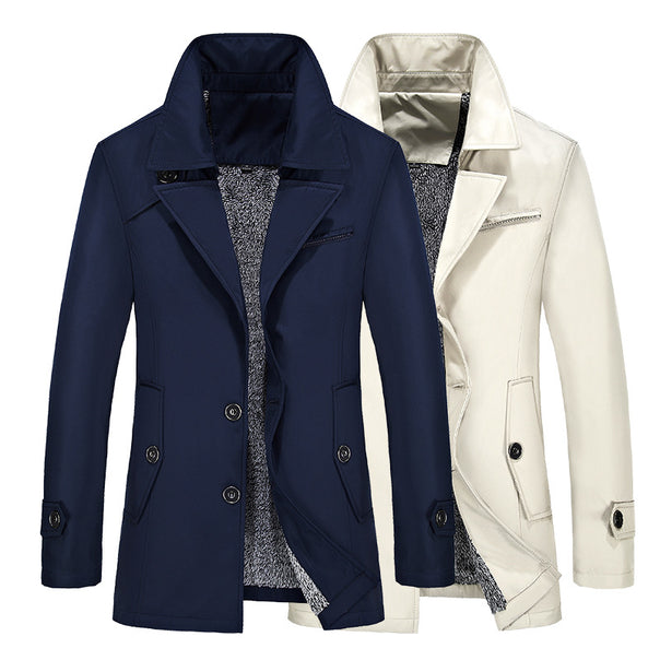 Men's short coat with teddy lining, lapel collar, and side pockets Mune Fashion