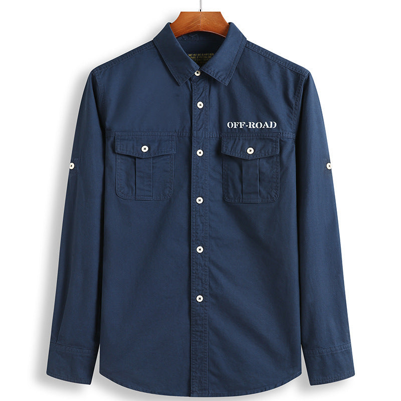 Men's Safari outdoor shirt with reinforced flap pockets, roll-up sleeves, and durable cotton blend Mune Fashion