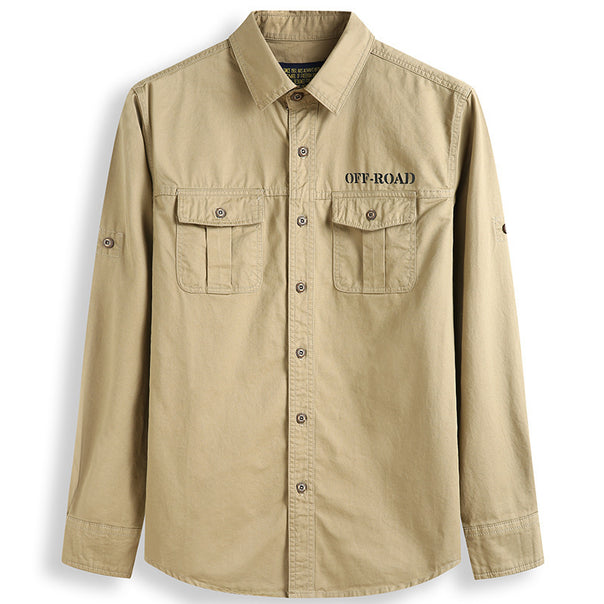 Men's Nan Safari outdoor shirt with reinforced flap pockets, roll-up sleeves, and durable cotton blend Mune Fashion