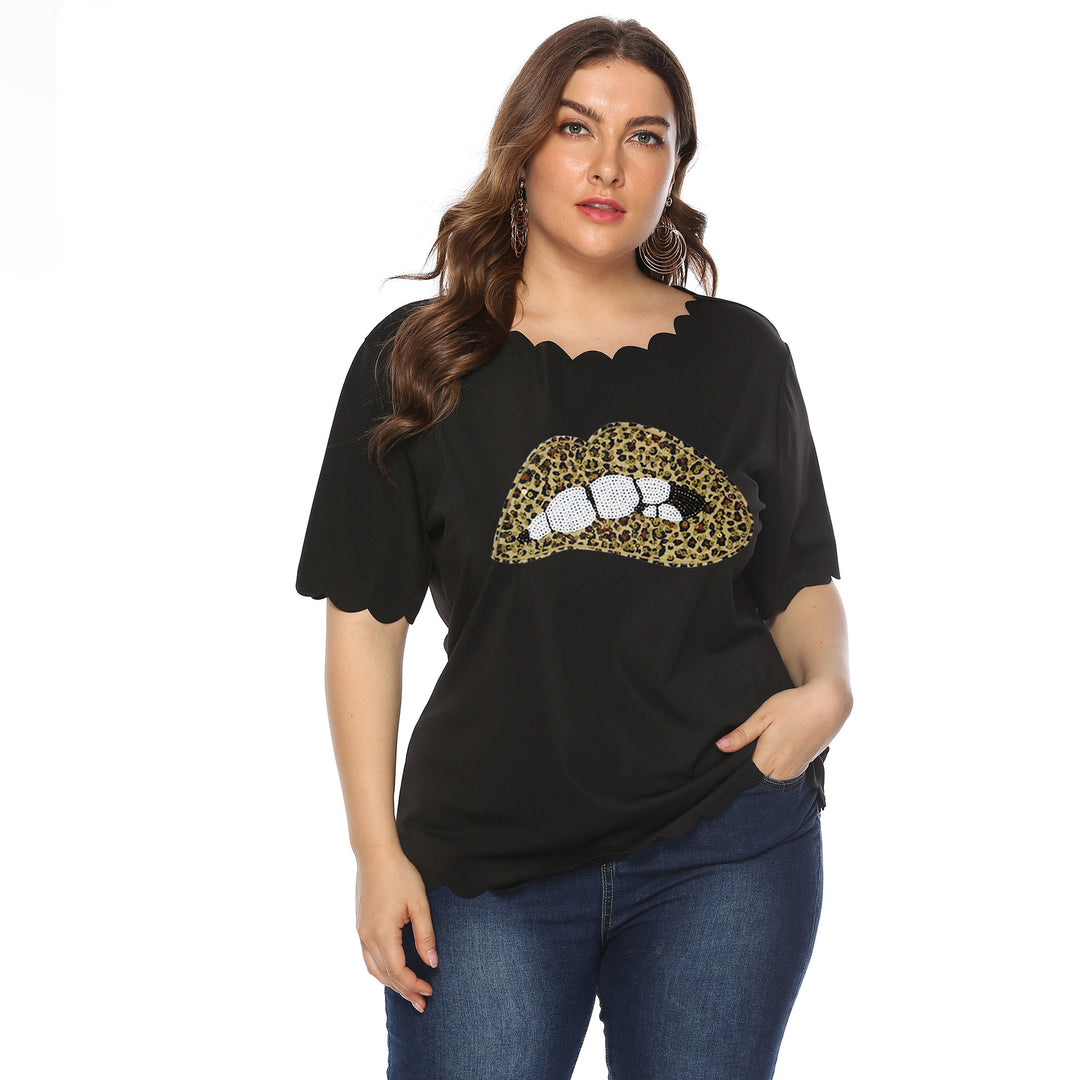 Women's T-Shirt with leopard print and glitter stone details Mune Fashion
