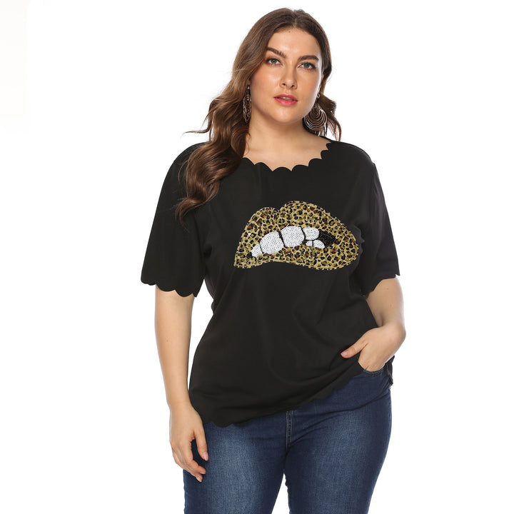 Women's T-Shirt with leopard print and glitter stone details Mune Fashion