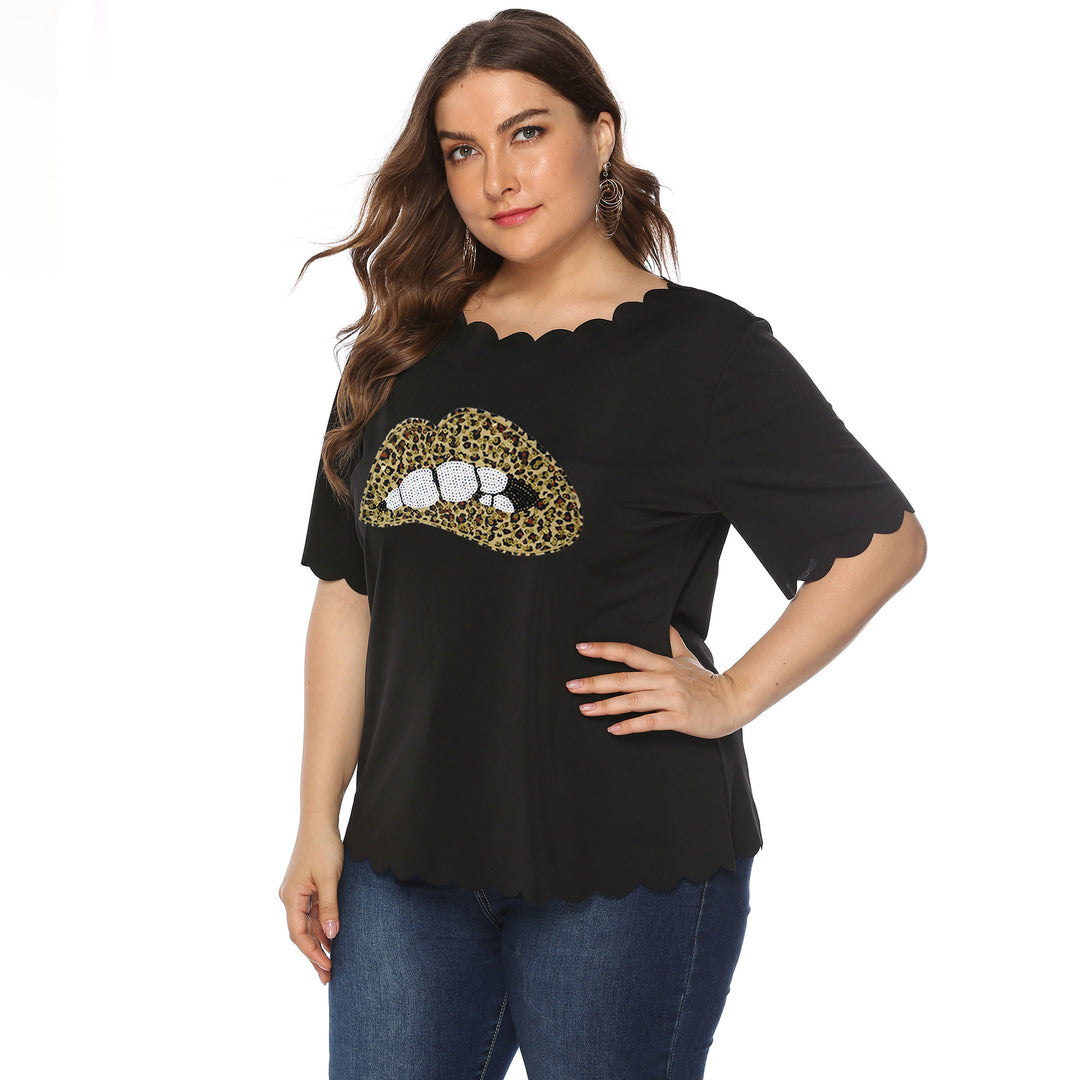 Women's T-Shirt with leopard print and glitter stone details Mune Fashion