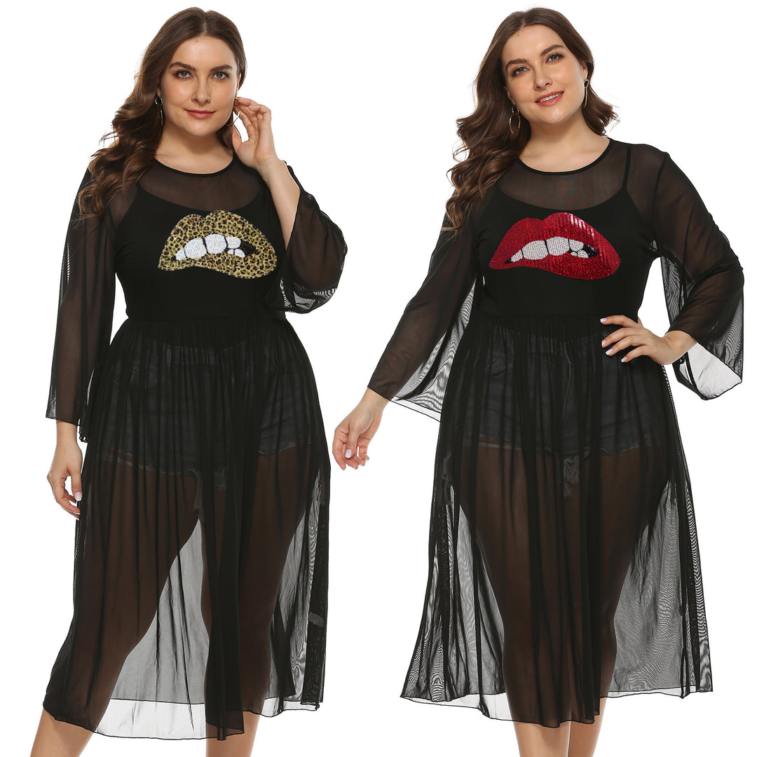 Women's transparent beach cover-up with animal motif Mune Fashion