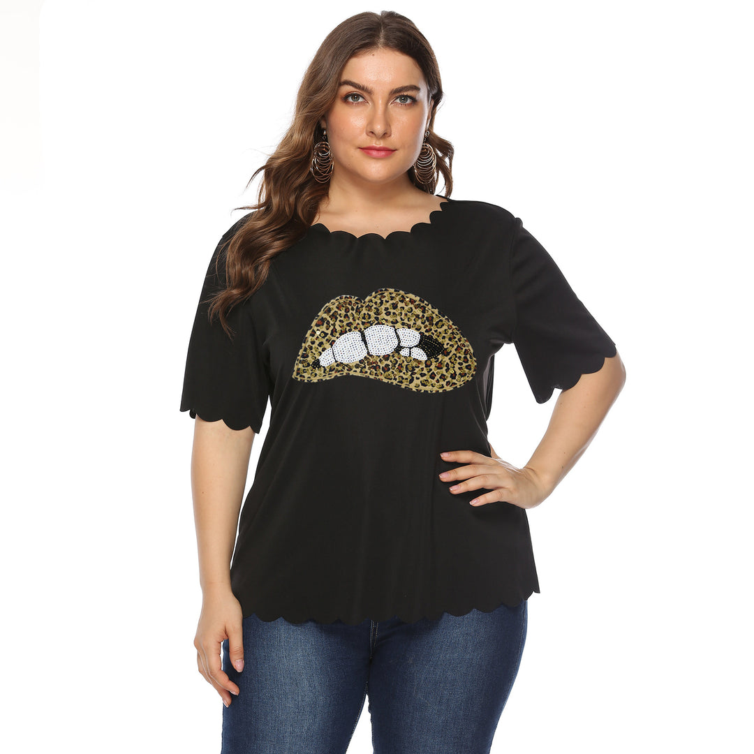 Women's T-Shirt with leopard print and glitter stone details Mune Fashion