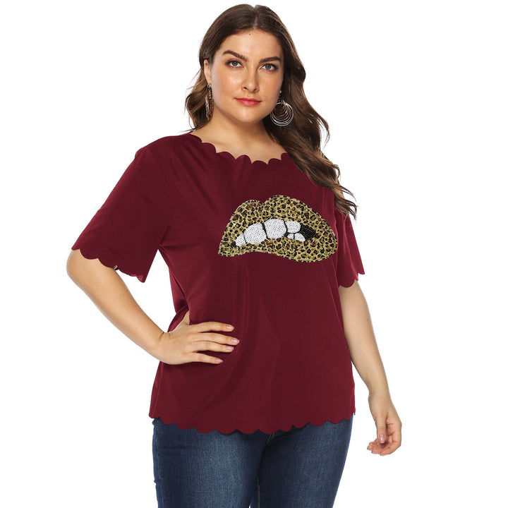 Women's T-Shirt with leopard print and glitter stone details Mune Fashion