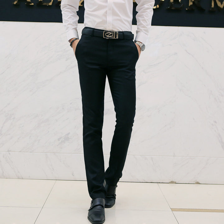 Men's modern slim chino pants with light stretch, crease and tapered leg Mune Fashion