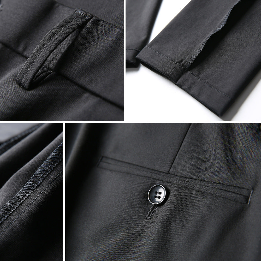 Men's narrow slim business pants with crease, mid-rise waistband, and tapered leg Mune Fashion