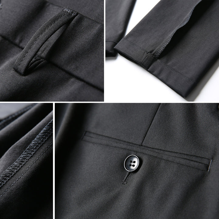 Men's narrow slim business pants with crease, mid-rise waistband, and tapered leg Mune Fashion