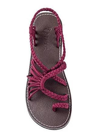 Women's Macrame Strap Sandals with Toe Loop and Flexible Non-Slip Sole Mune Fashion