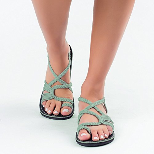 Women's Macrame Strap Sandals with Toe Loop and Flexible Non-Slip Sole Mune Fashion