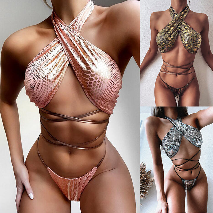 Women's erotic bikini set with snake skin-like design Mune Fashion