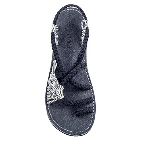 Women's Macrame Strap Sandals with Toe Loop and Flexible Non-Slip Sole Mune Fashion
