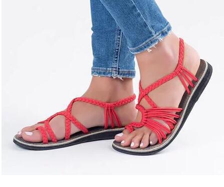 Women's Macrame Strap Sandals with Toe Loop and Flexible Non-Slip Sole Mune Fashion