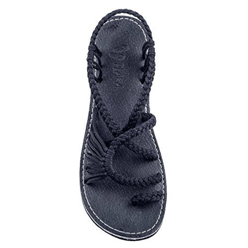 Women's Macrame Strap Sandals with Toe Loop and Flexible Non-Slip Sole Mune Fashion