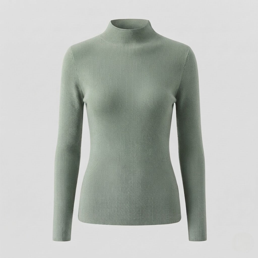 Ladies Elegant Slim-Fit Turtleneck Sweater made of soft Angora blend with fine rib structure Mune Fashion