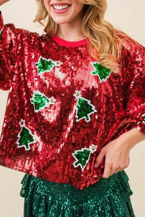 Mune | Eye-Catching Christmas Sequin Sweater T-Shirt
