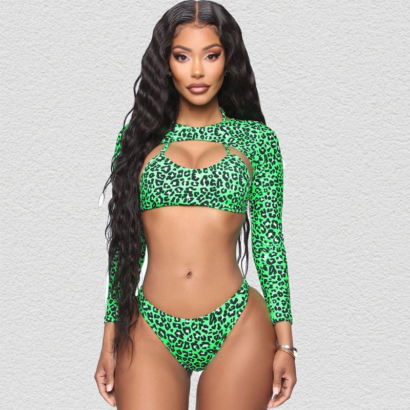 Women's Sporty Bikini with Long-Sleeved Design and Fashionable Cut-Out Mune Fashion