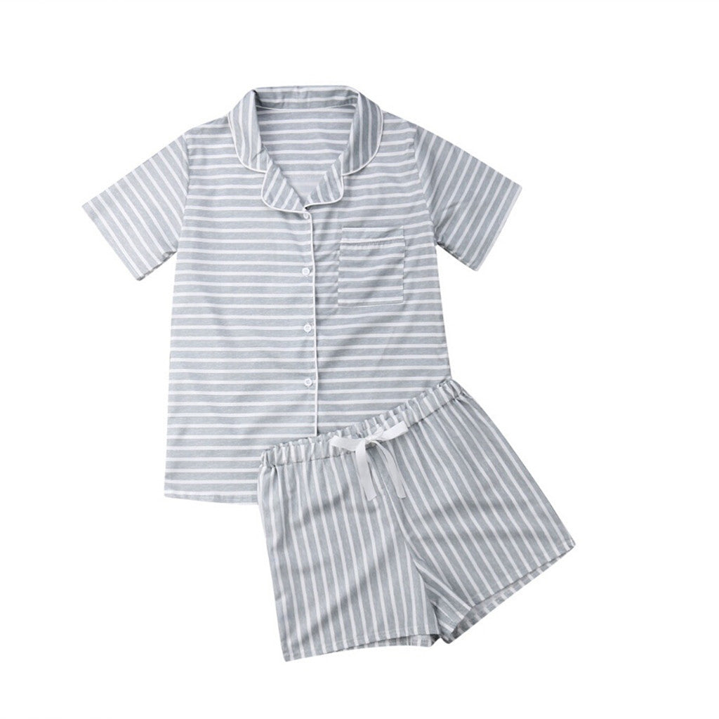 Ladies two-piece shorty pajama set made of viscose jersey with piped collar and drawstring waistband Mune Fashion
