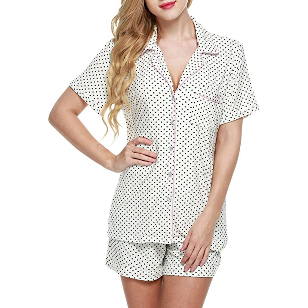 Ladies two-piece shorty pajama set made of viscose jersey with piped collar and drawstring waistband Mune Fashion