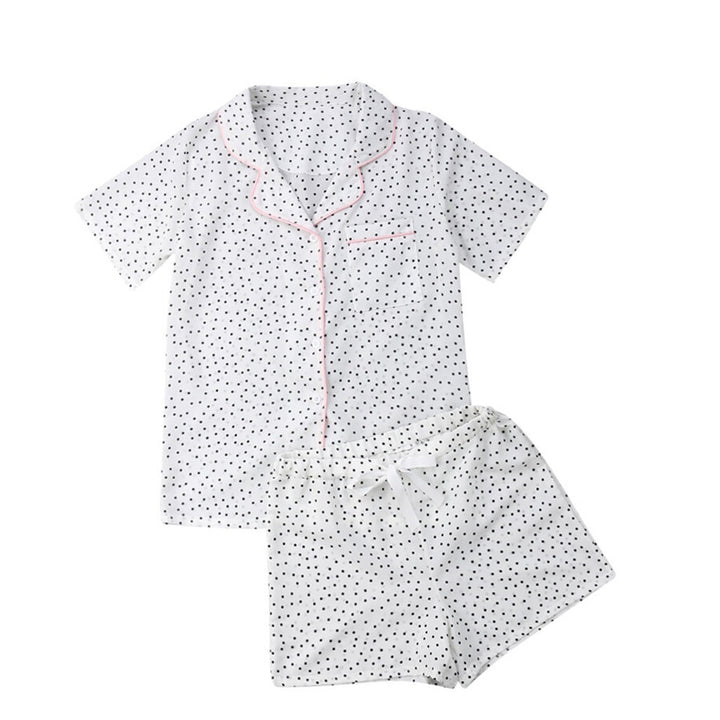 Ladies two-piece shorty pajama set made of viscose jersey with piped collar and drawstring waistband Mune Fashion