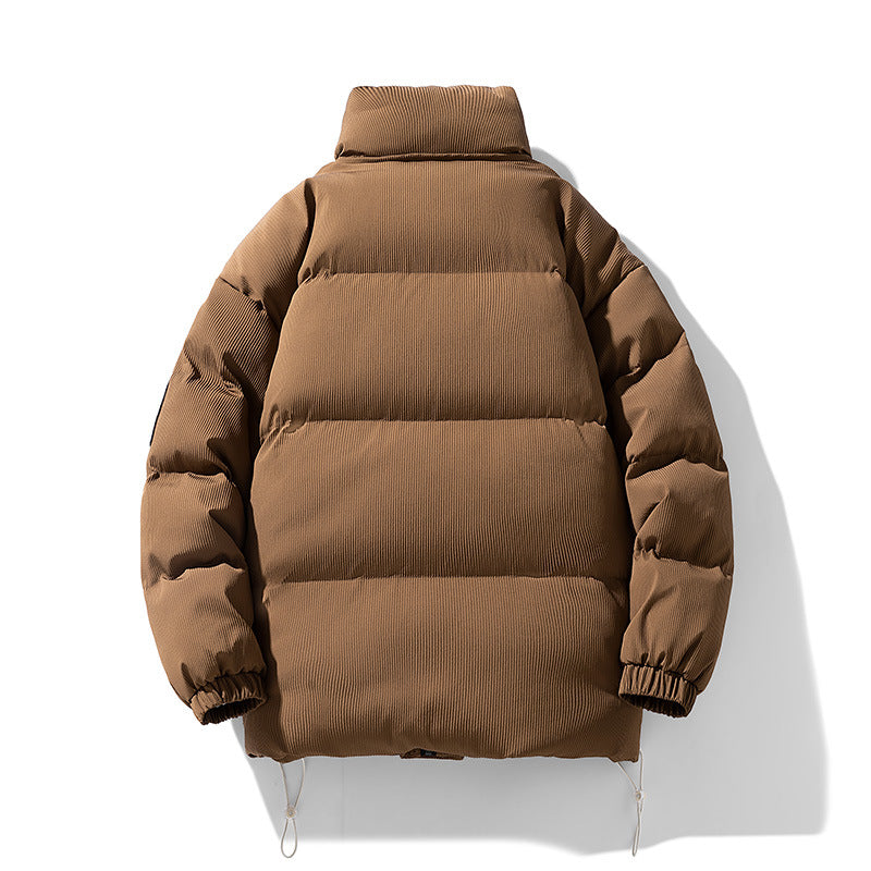 Padded men's winter jacket with stand collar, big sizes